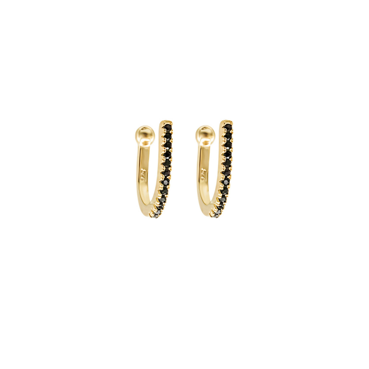 PENDIENTES PLATA B.ORO EAR CUFF ZTAS NEGRAS