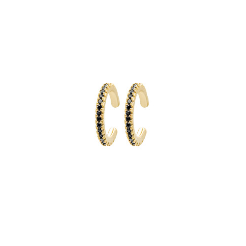 PENDIENTES PLATA B.ORO EAR CUFF ZTAS NEGRAS