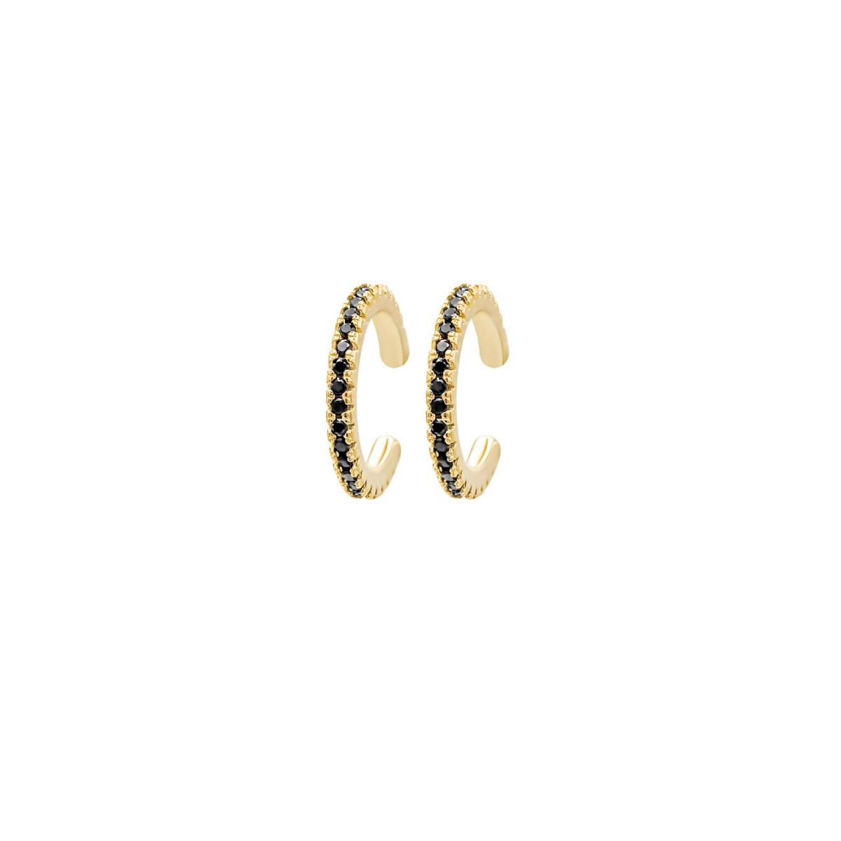 PENDIENTES PLATA B.ORO EAR CUFF ZTAS NEGRAS