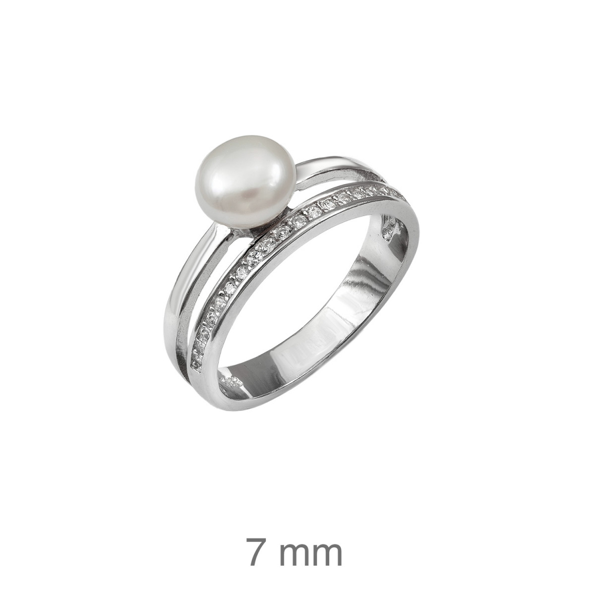 SORTIJA PLATA DOBLE PERLA CIRCONITAS