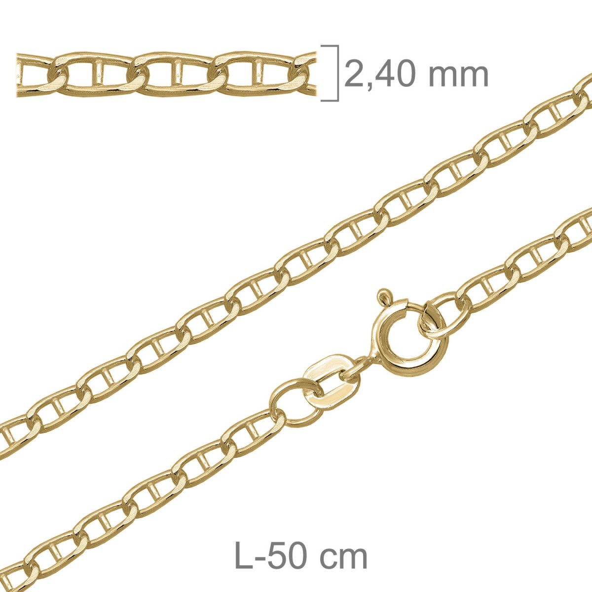 CADENA PLATA B.ORO ANCLA 60X50CM
