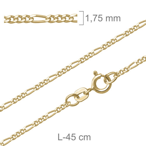 CADENA PLATA B.ORO BARBADA PROGRAMADA 50X45CM