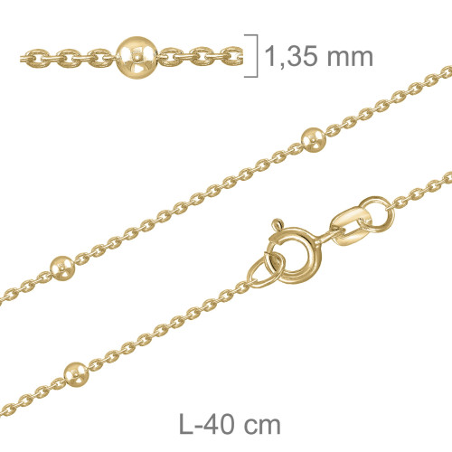 CADENA PLATA B.ORO FORZADA BOLAS 35X40CM