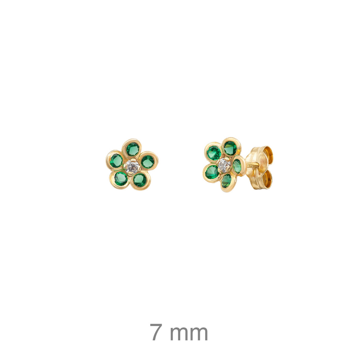 PENDIENTES PLATA B.ORO FLOR ESMERALDA