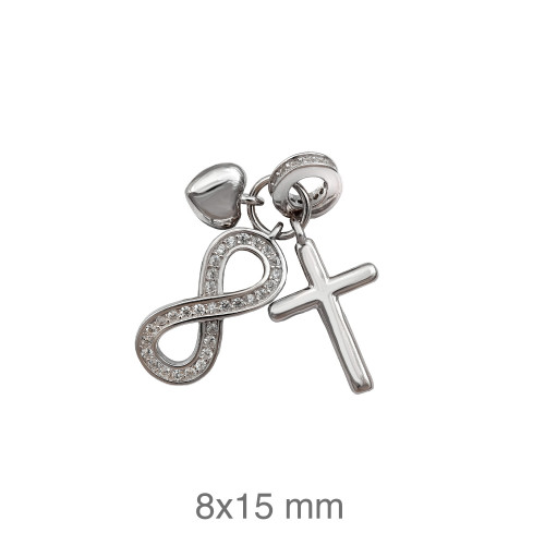 COLGANTE PLATA INFINITO CRUZ CORAZON