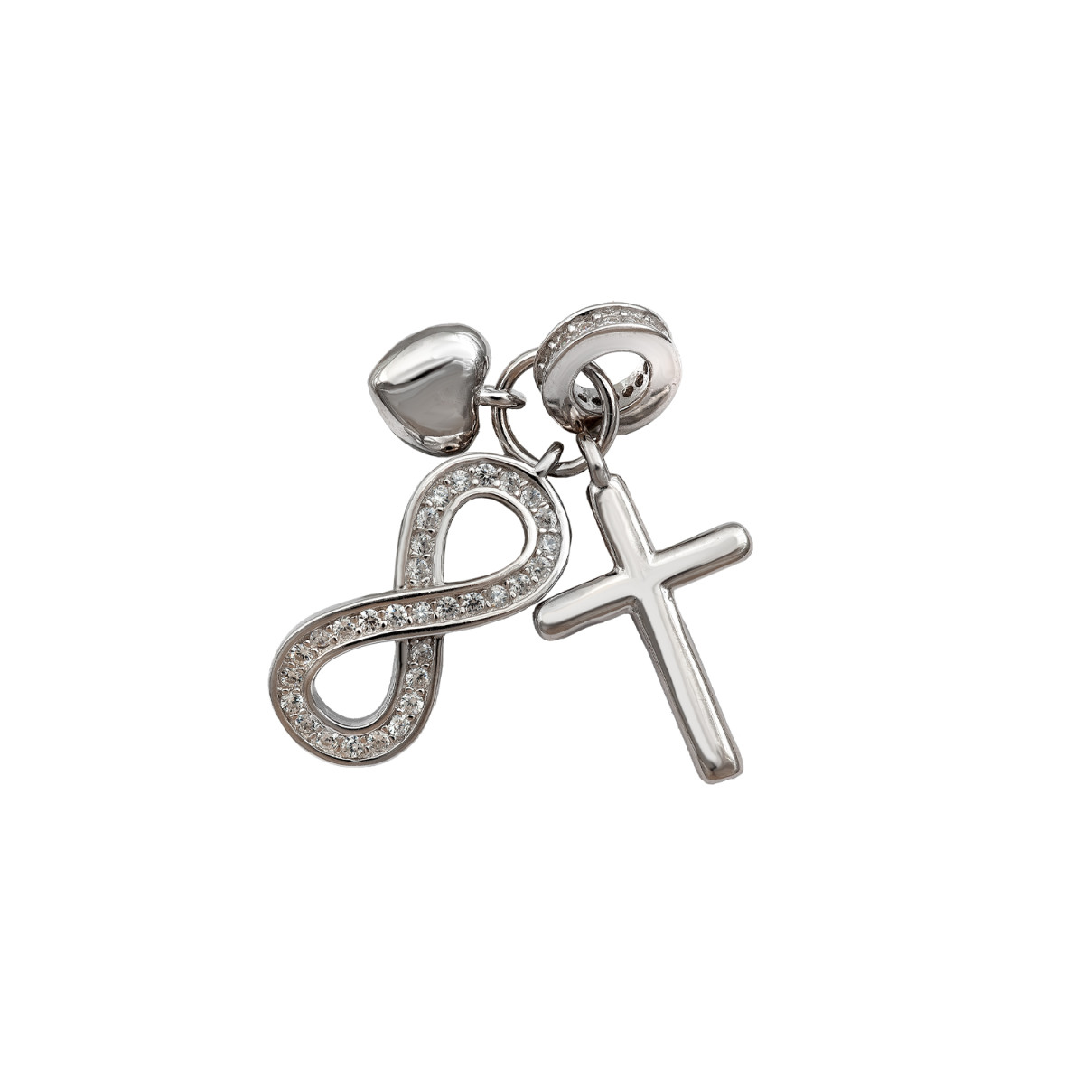 COLGANTE PLATA INFINITO CRUZ CORAZON
