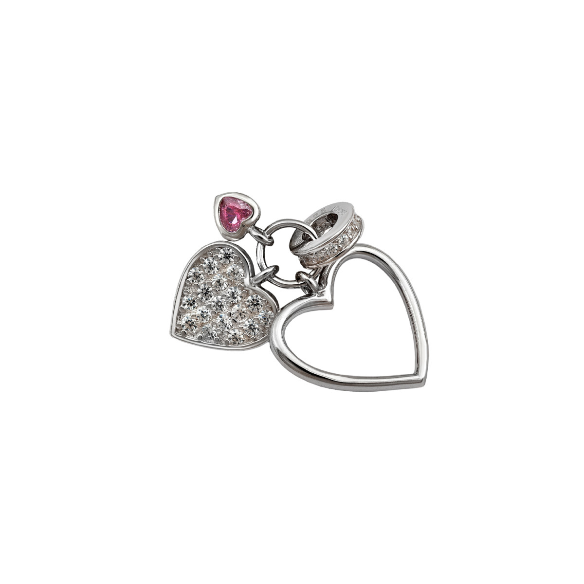 COLGANTE PLATA CORAZONES CIRCONITAS