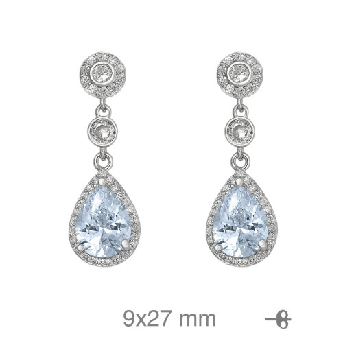 PENDIENTES PLATA ZTAS AGUAMARINA PRESION