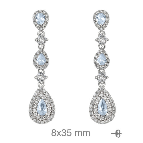PENDIENTES PLATA ZTAS AGUAMARINA PRESION