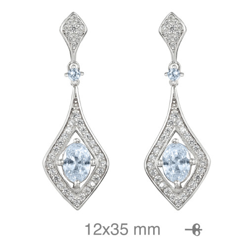 PENDIENTES PLATA ZTAS AGUAMARINA PRESION
