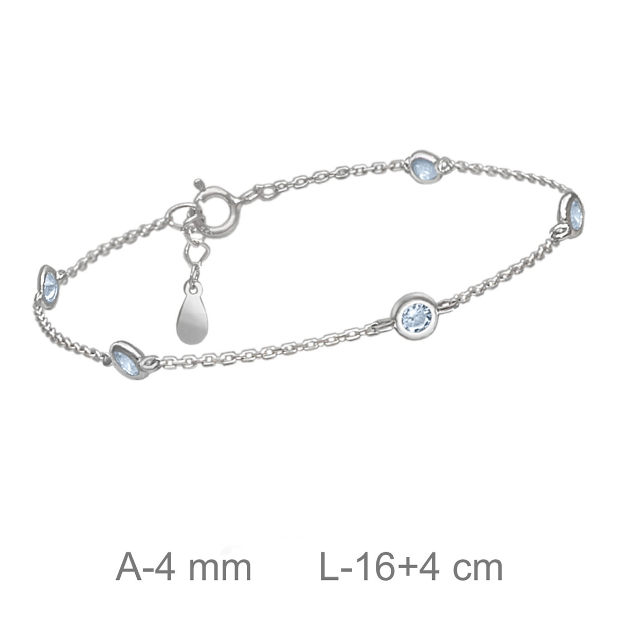PULSERA PLATA CHATONES AGUAMARINA