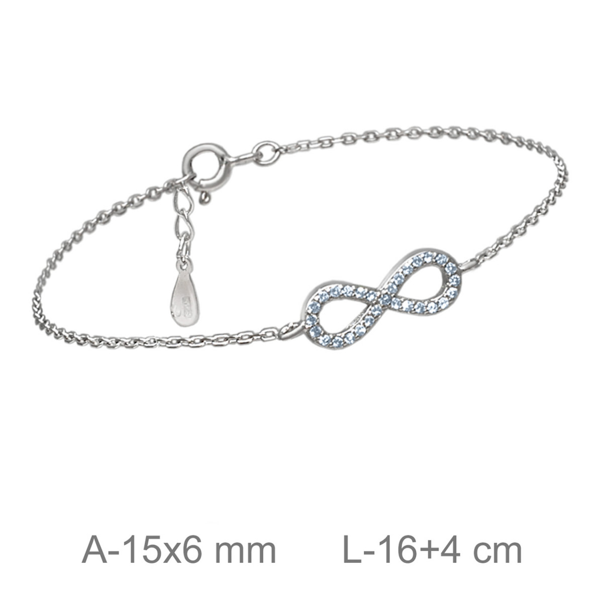 PULSERA PLATA INFINITO ZTAS AGUAMARINA