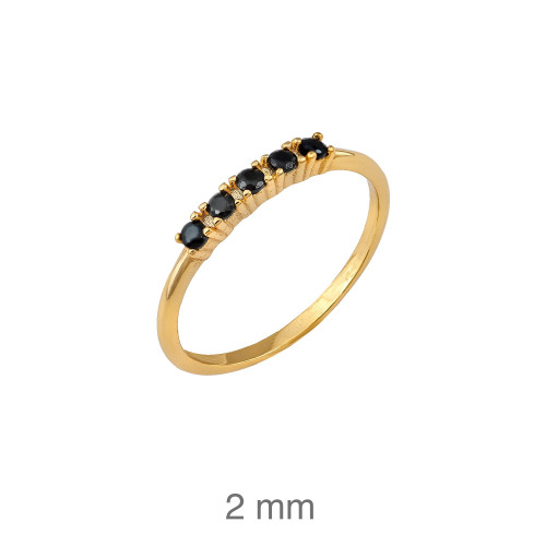 SORTIJA PLATA B.ORO+e ZTAS NEGRAS 2MM