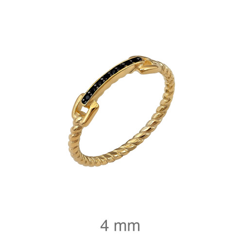 SORTIJA PLATA B.ORO ZTAS NEGRAS 4MM