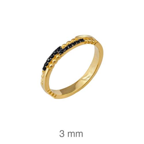 SORTIJA PLATA B.ORO ZTAS NEGRAS 3MM