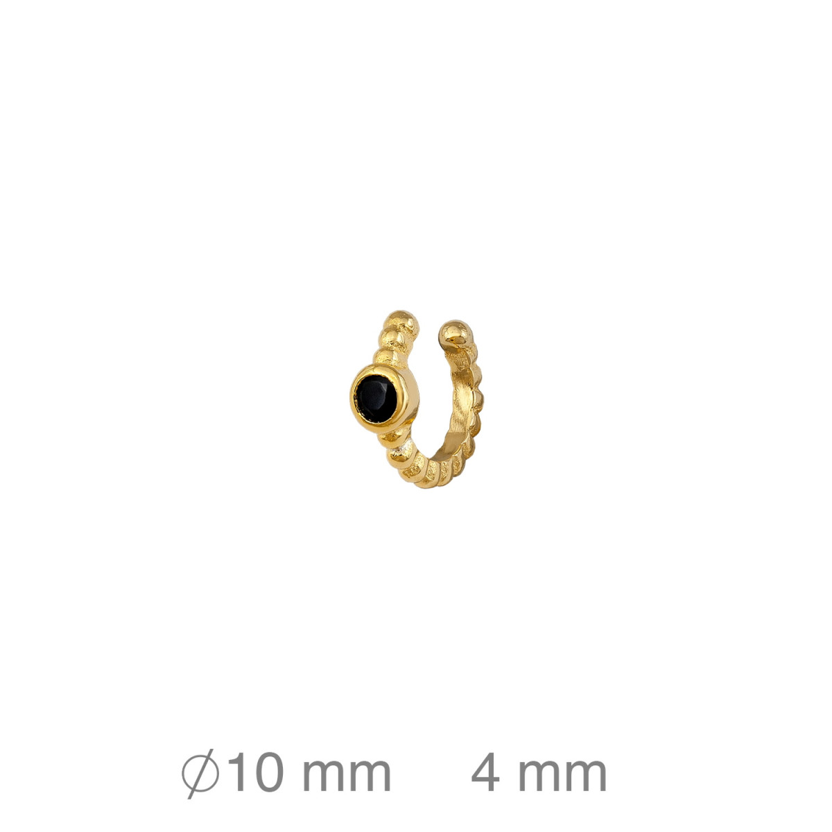 PENDIENTE PLATA B.ORO+e CIRCONITA NEGRA EAR CUFF 3X10 MM (UD)