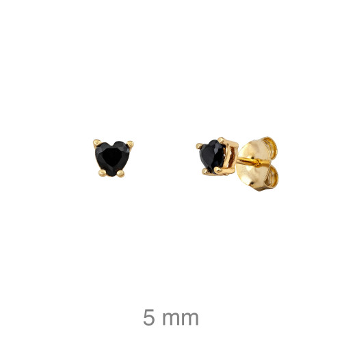 PENDIENTES PLATA B.ORO+e ZTA NEGRA CORAZON 4MM