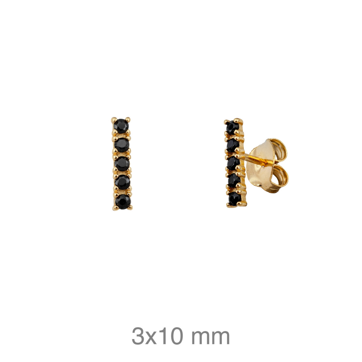 PENDIENTES PLATA B.ORO+e ZTAS NEGRAS 2X11 MM