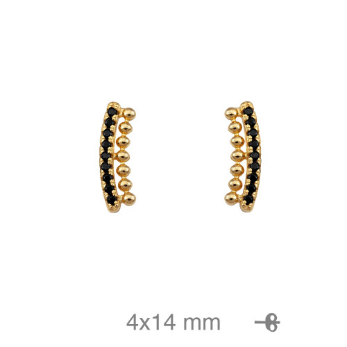 PENDIENTES PLATA B.ORO+e ZTAS NEGRAS 4X13MM