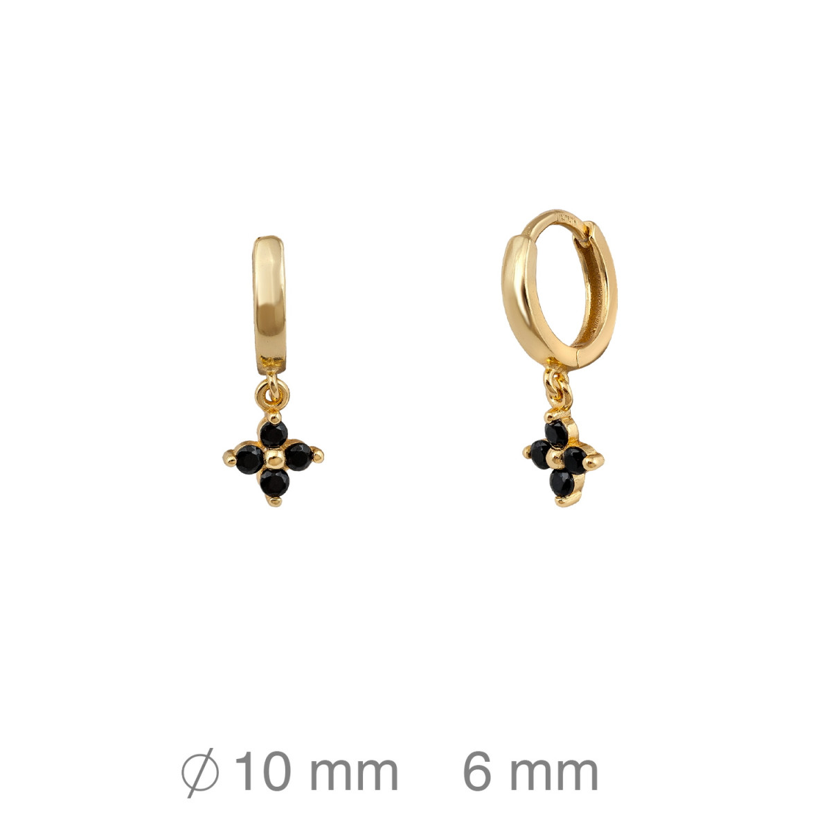 CRIOLLAS PLATA B.ORO+e ZTAS NEGRAS 2X17MM