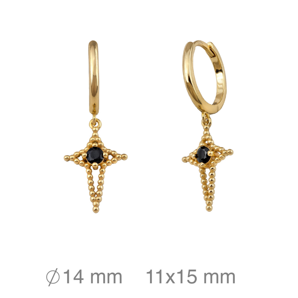 CRIOLLAS PLATA B.ORO ESTRELLA ZTA NEGRA 2X29 MM