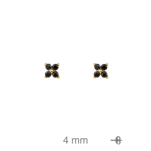 PENDIENTES PLATA B.ORO+e ZTAS NEGRAS 5MM