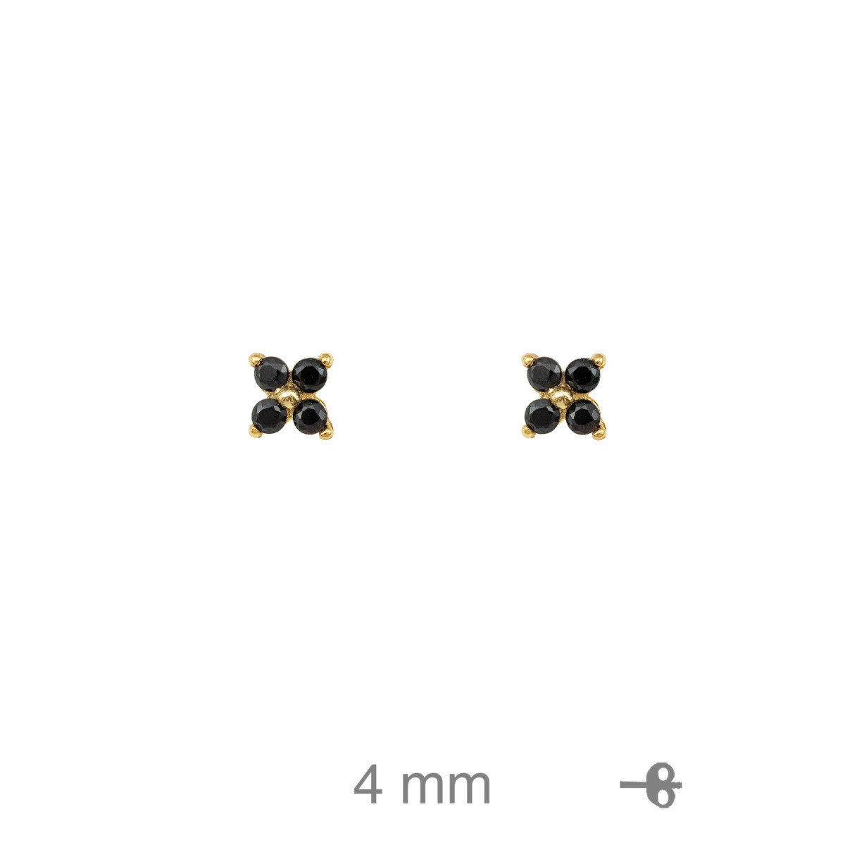 PENDIENTES PLATA B.ORO+e ZTAS NEGRAS 5MM