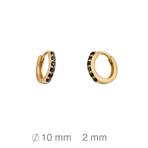 CRIOLLAS PLATA B.ORO+e ZTAS NEGRAS 2X9MM