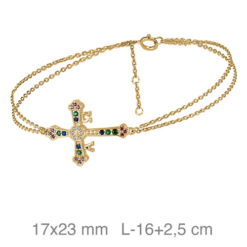 PULSERA PLATA B.ORO+e CRUZ ASTURIAS ZTAS