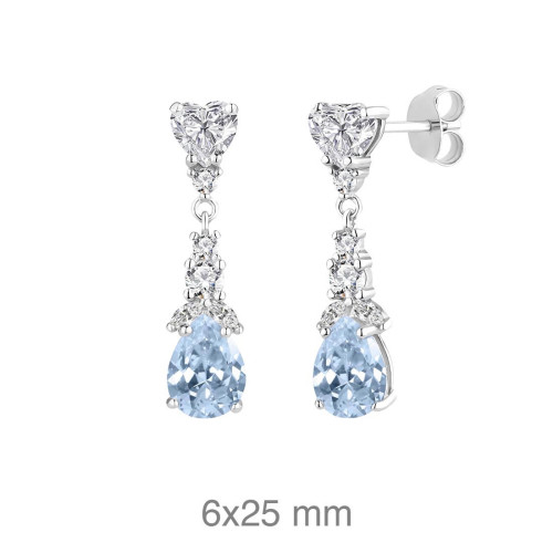 PENDIENTES PLATA CIRCONITAS AGUAMARINA