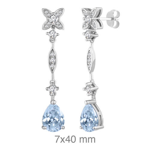PENDIENTES PLATA CIRCONITAS AGUAMARINA