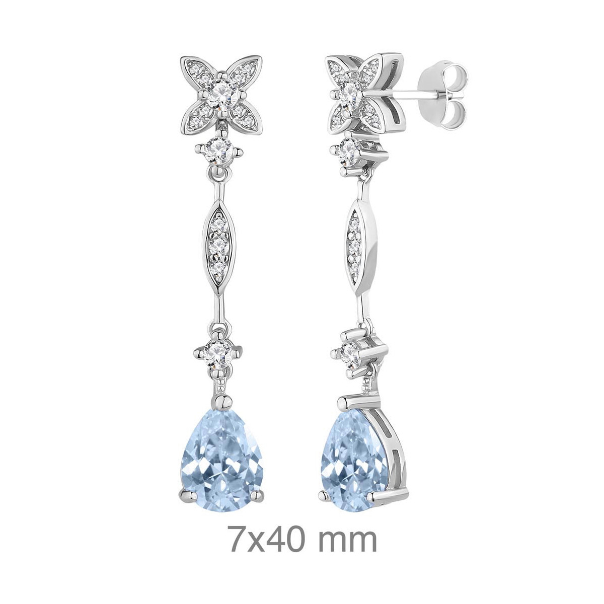 PENDIENTES PLATA CIRCONITAS AGUAMARINA