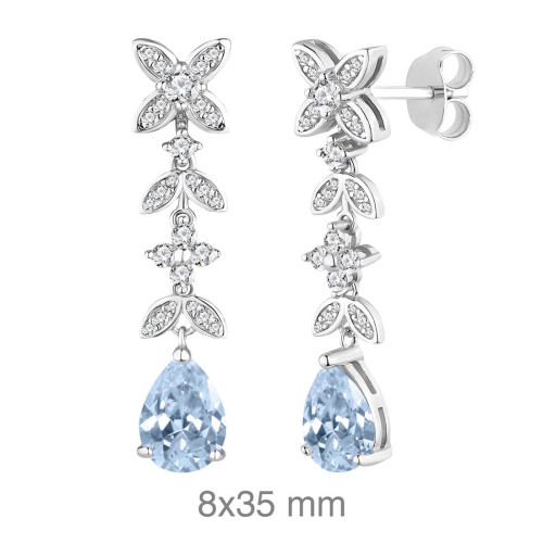 PENDIENTES PLATA CIRCONITAS AGUAMARINA