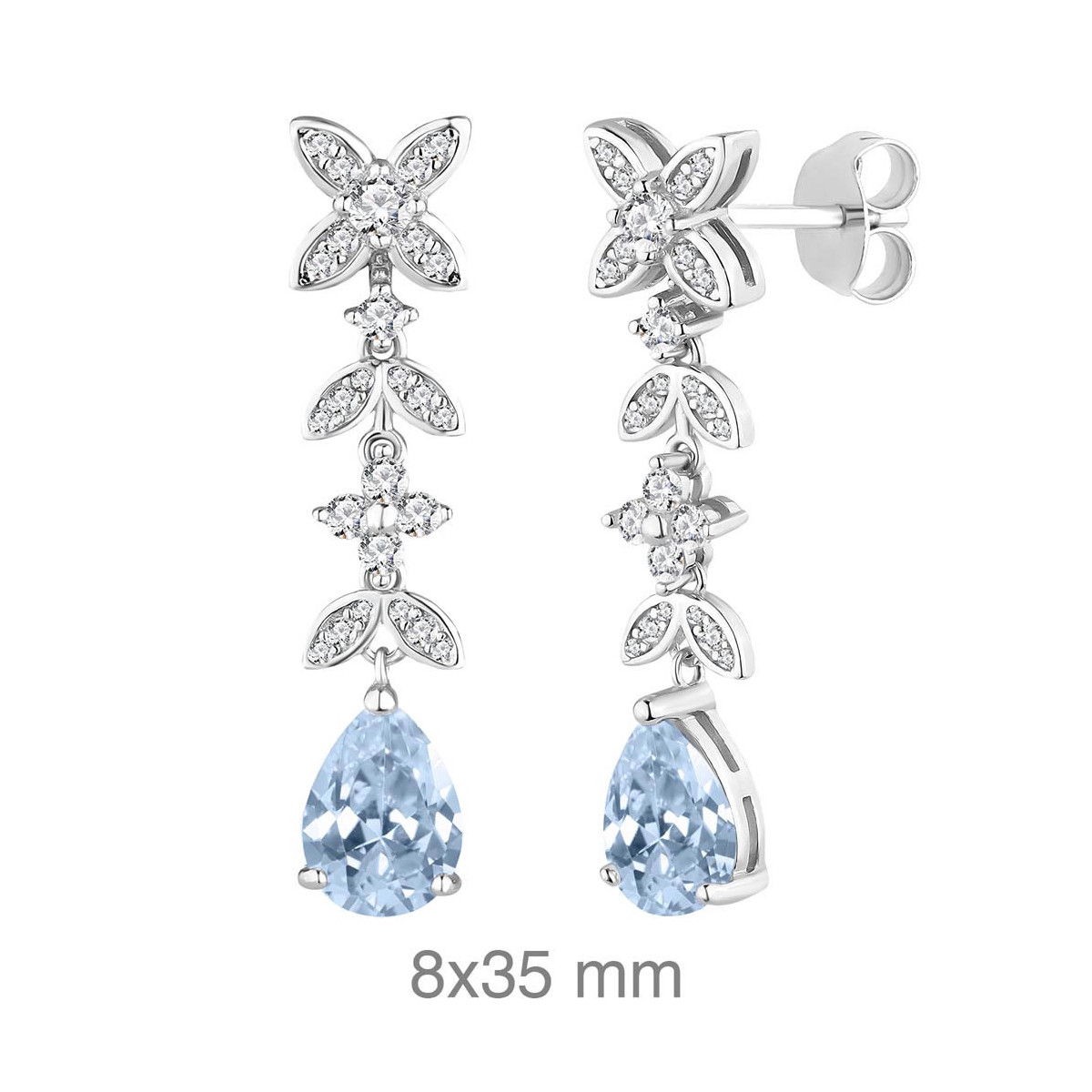 PENDIENTES PLATA CIRCONITAS AGUAMARINA