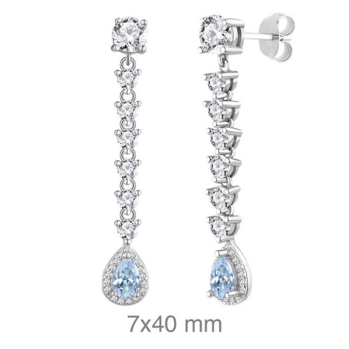 PENDIENTES PLATA CIRCONITAS AGUAMARINA