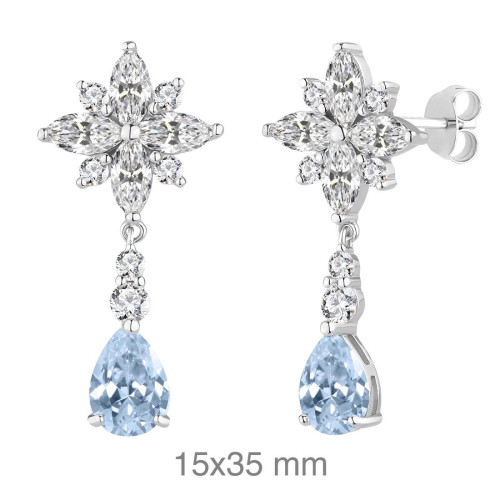PENDIENTES PLATA CIRCONITAS AGUAMARINA