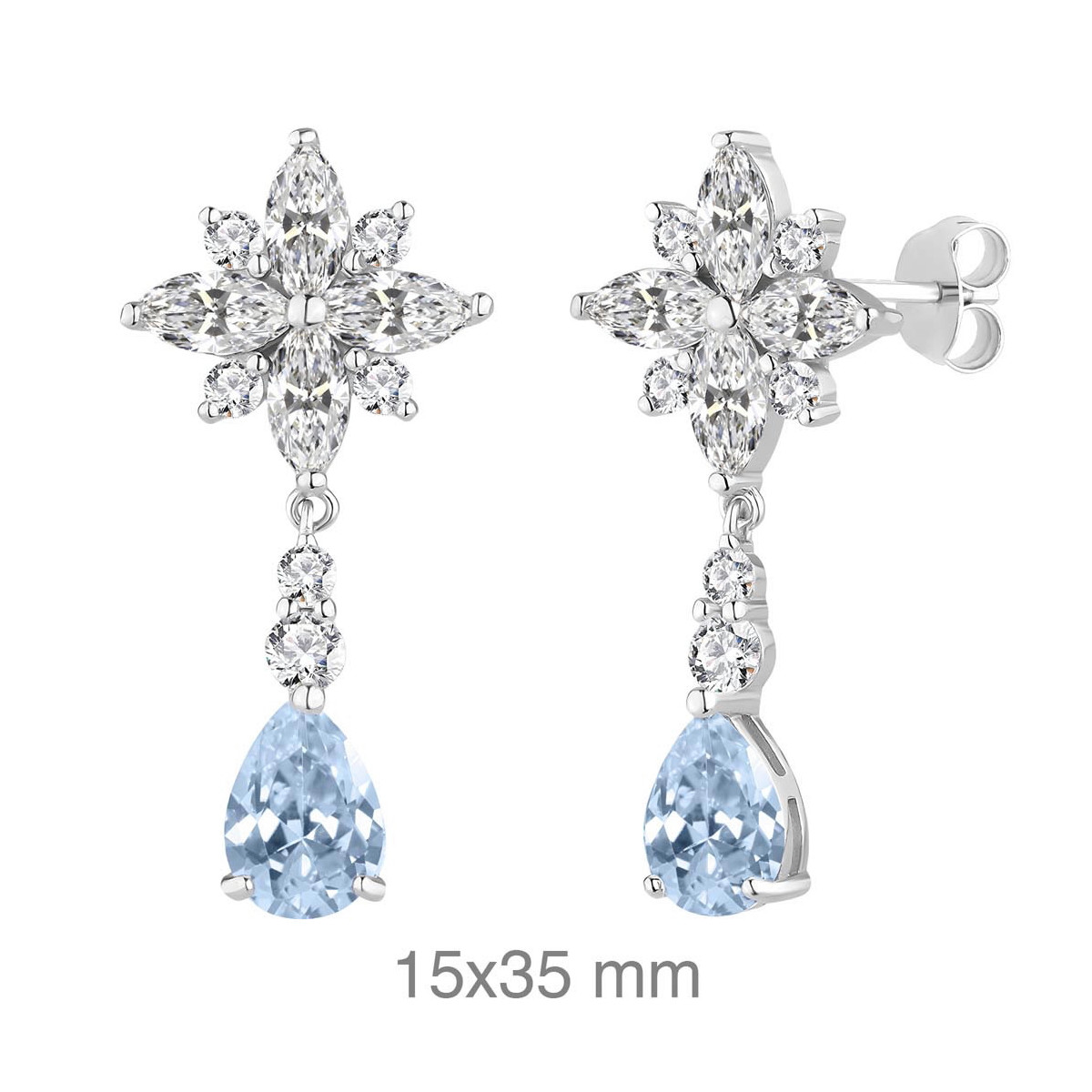 PENDIENTES PLATA CIRCONITAS AGUAMARINA