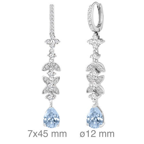 PENDIENTES PLATA CIRCONITAS AGUAMARINA