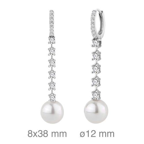 PENDIENTES PLATA CIRCONITAS PERLA