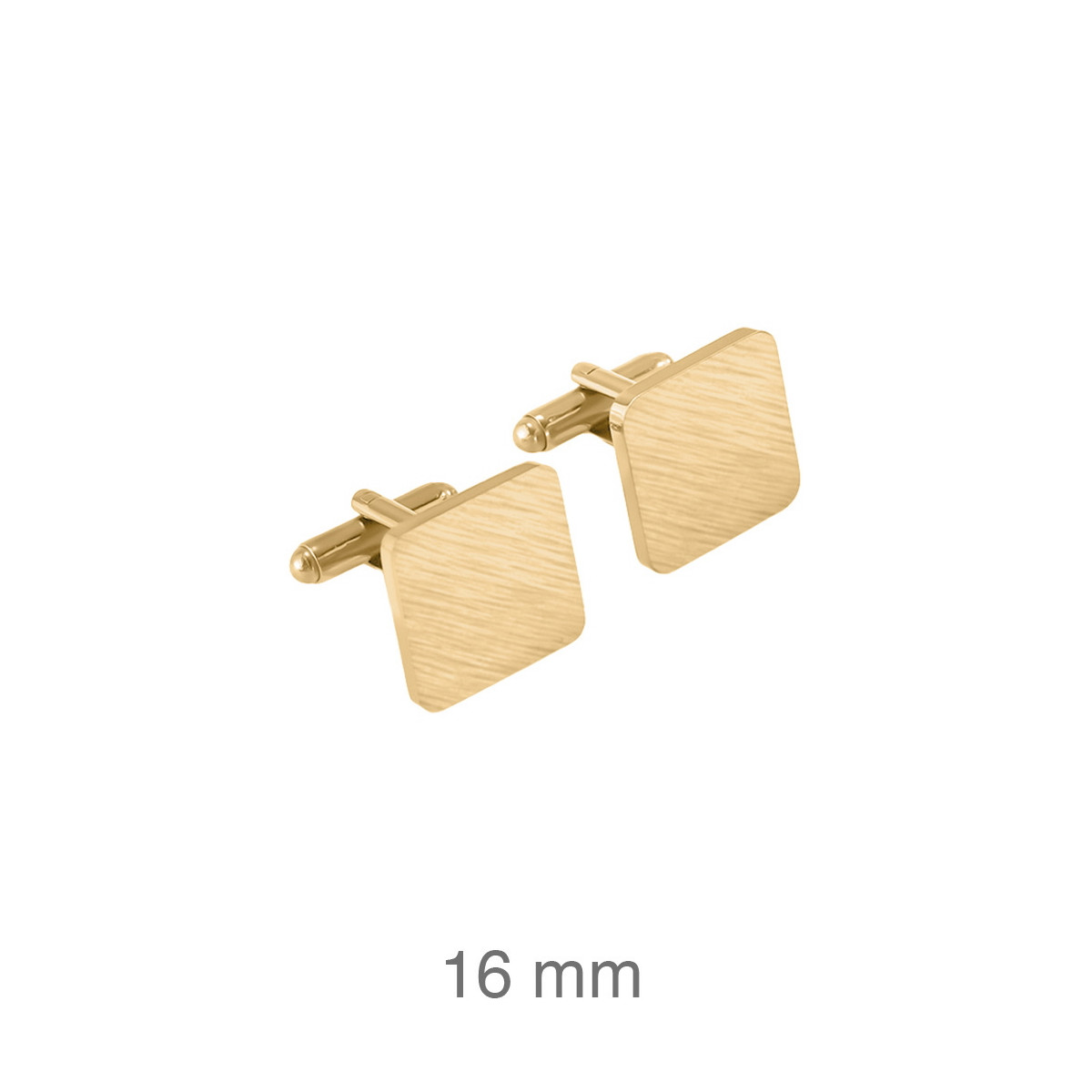 GEMELOS ACERO B.ORO CUADRADOS MATE 16MM