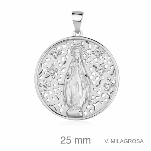 MEDALLA PLATA VIRGEN MILAGROSA 7 ZTAS