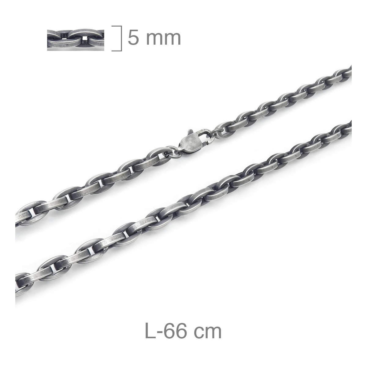 CADENA ACERO NEGRA 5MM  66CM