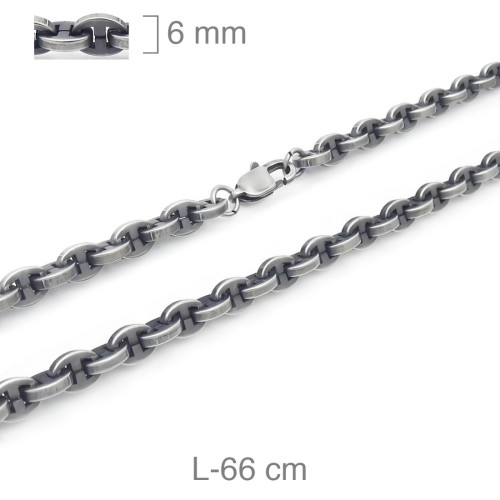 CADENA ACERO NEGRA 6MM  66CM