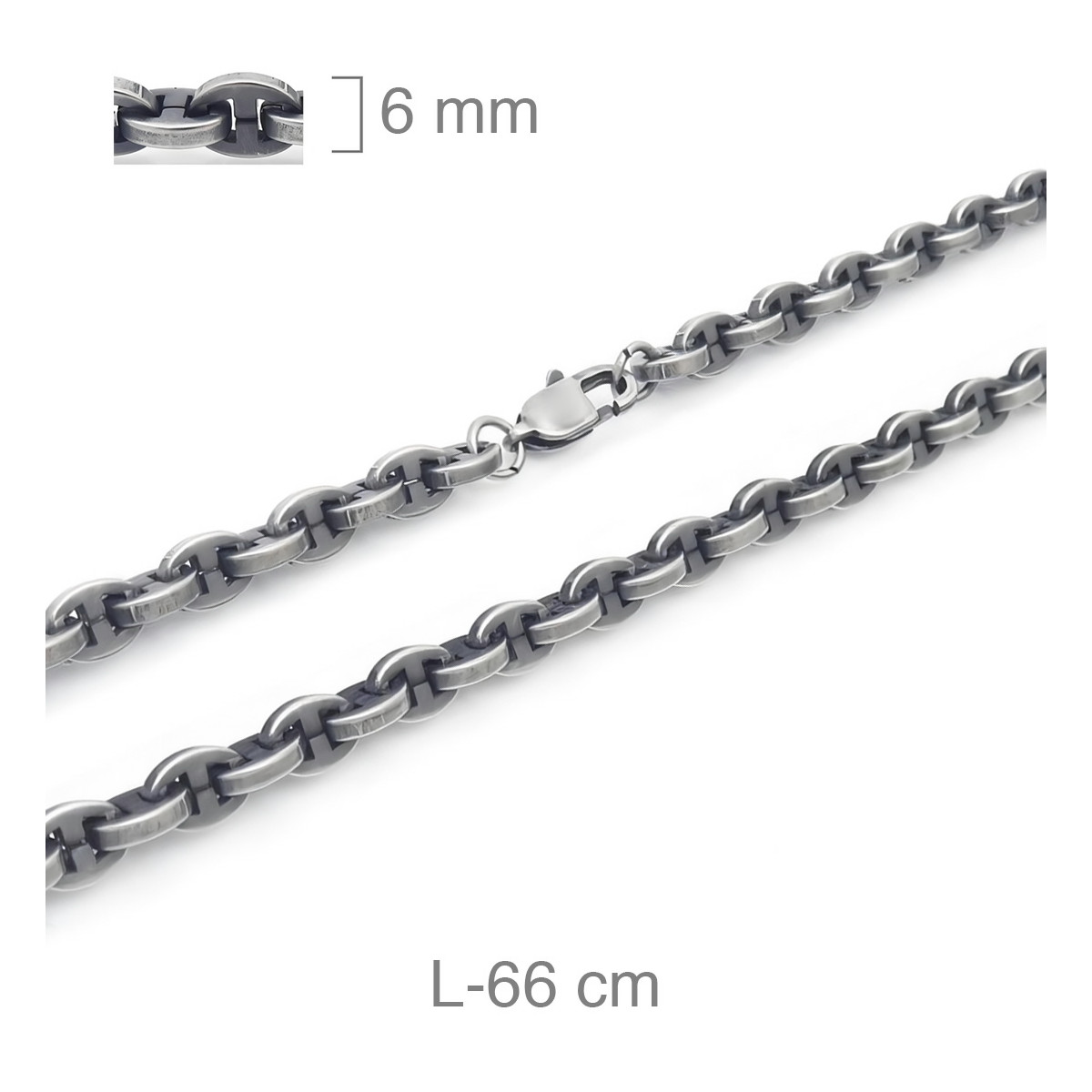 CADENA ACERO NEGRA 6MM  66CM