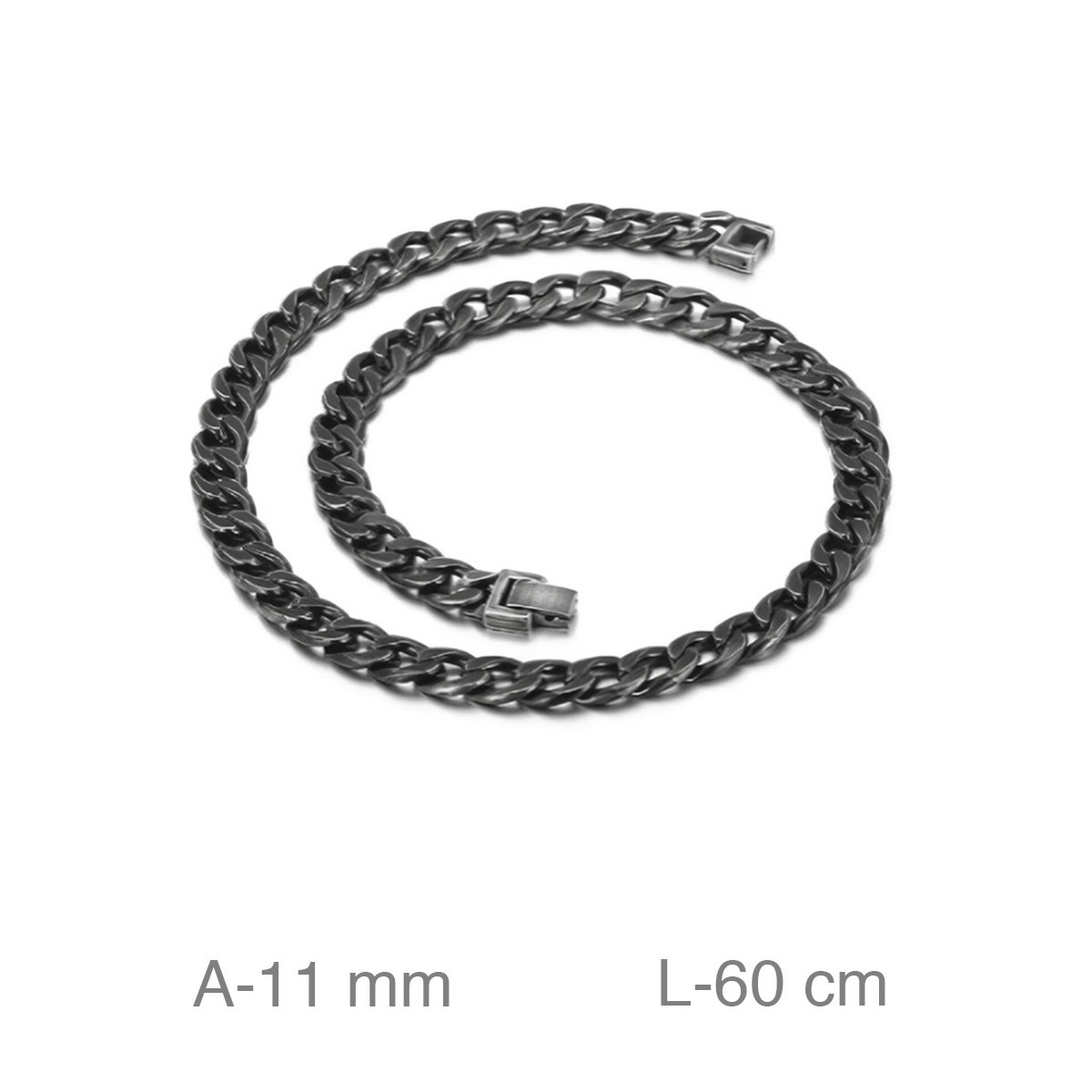 CADENA ACERO NEGRA 11MM  60CM