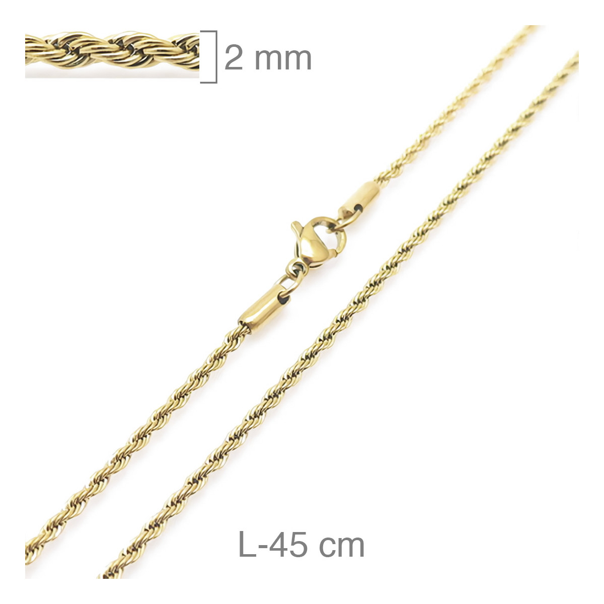 CORDON ACERO B.ORO 2MM  45CM