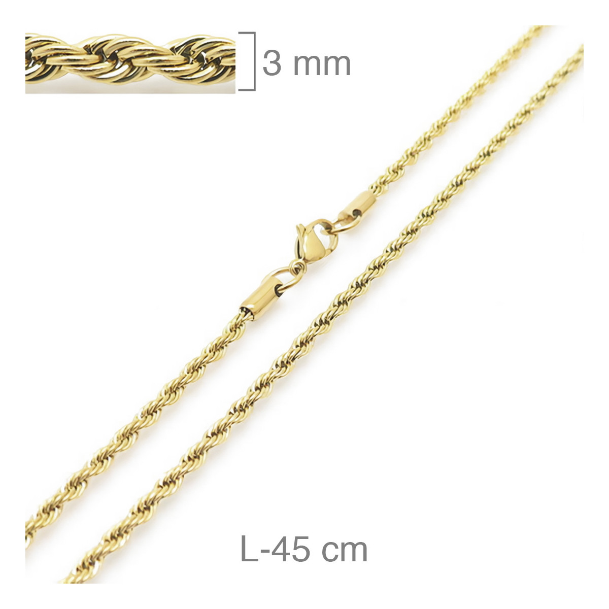 CORDON ACERO B.ORO 3MM  45CM