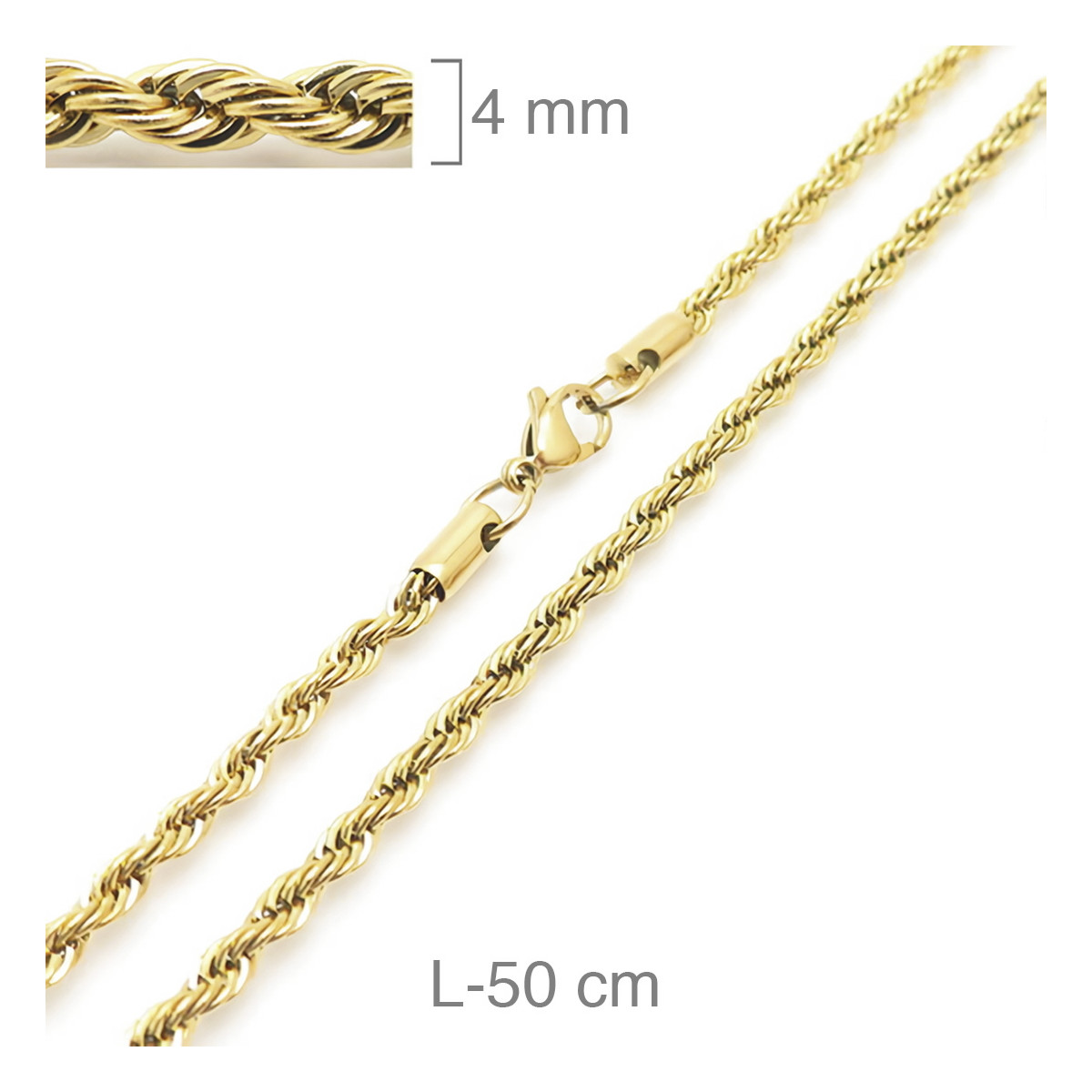 CORDON ACERO B.ORO 4MM  50CM