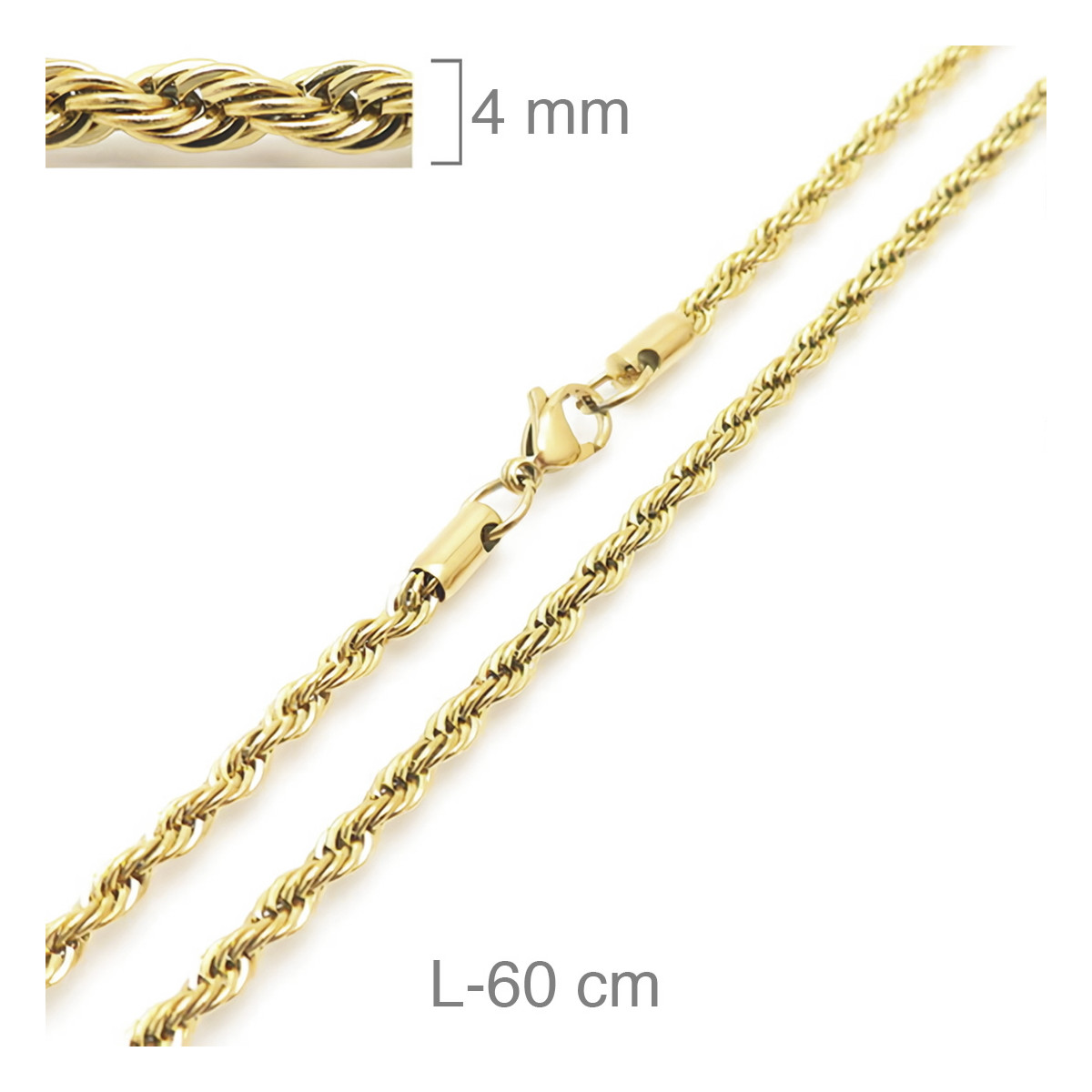 CORDON ACERO B.ORO 4MM  60CM