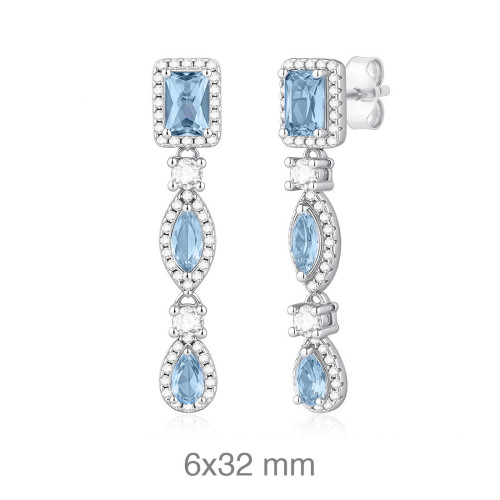 PENDIENTES PLATA ZTAS AGUAMARINA PRESION